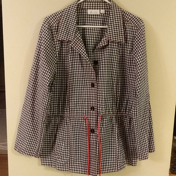 denim + company Jackets & Blazers - Gingham Red & White Check Jacket Size Large